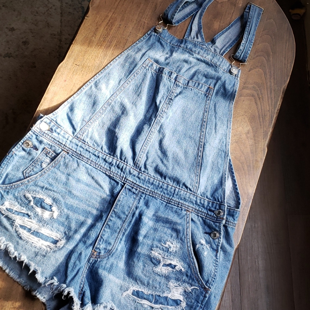 AE overalls shorts large